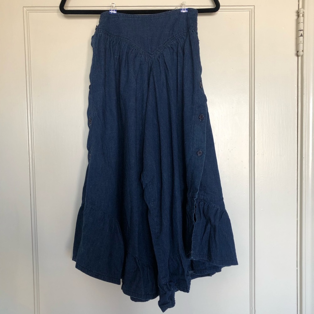 Vintage Denim Button Up Cropped Flare Pants